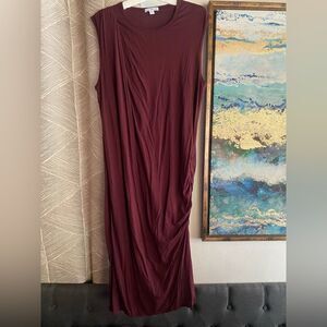 JAMES PERSE Dress Womens Sz XL Wine Red Colors  Sleeveless Ruched NEW